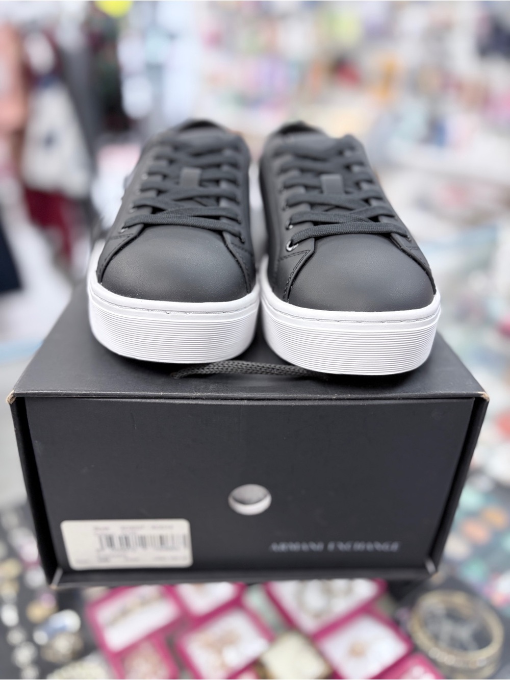 Armani Exchange Black Sneakers with White Platform Sole